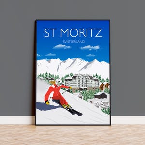 St. Moritz Reiseposter, Reisedruck von St. Moritz, St. Moritz Schweiz, Schweiz Reiseplakat, Geburtstagsgeschenk