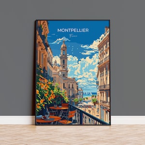Impression d'art mural de voyage Montpellier, affiche de voyage de Montpellier, cadeau pour les amateurs d'art de Montpellier, sud de la France, cadeau d'art de la côte française