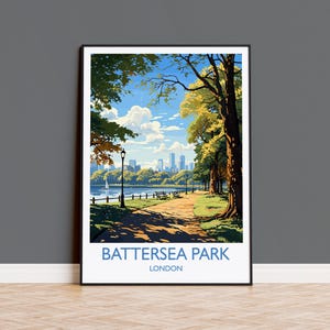 Battersea Park Travel Poster, Travel Print of Battersea Park, London Poster, Battersea Park Art Gift, London Art Lovers UK Travel Gift