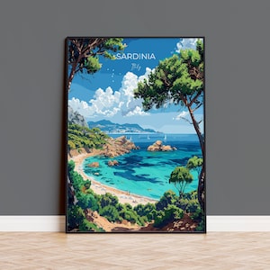 Sardinia Travel Print Wall Art, Travel Poster of Sardinia, Sardinia Art Lovers Gift, Italy, Italian Art Gift