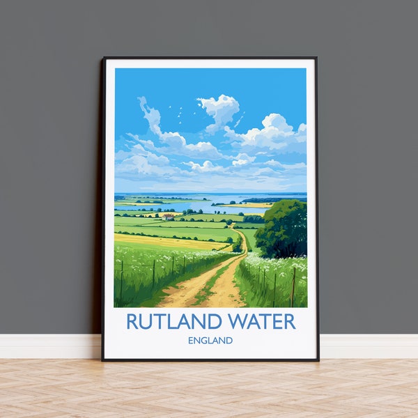 Rutland Water Travel Print, Travel Poster of Rutland Water, Rutland Water Reservoir, Rutland Water Art Gift, Wall Art Print