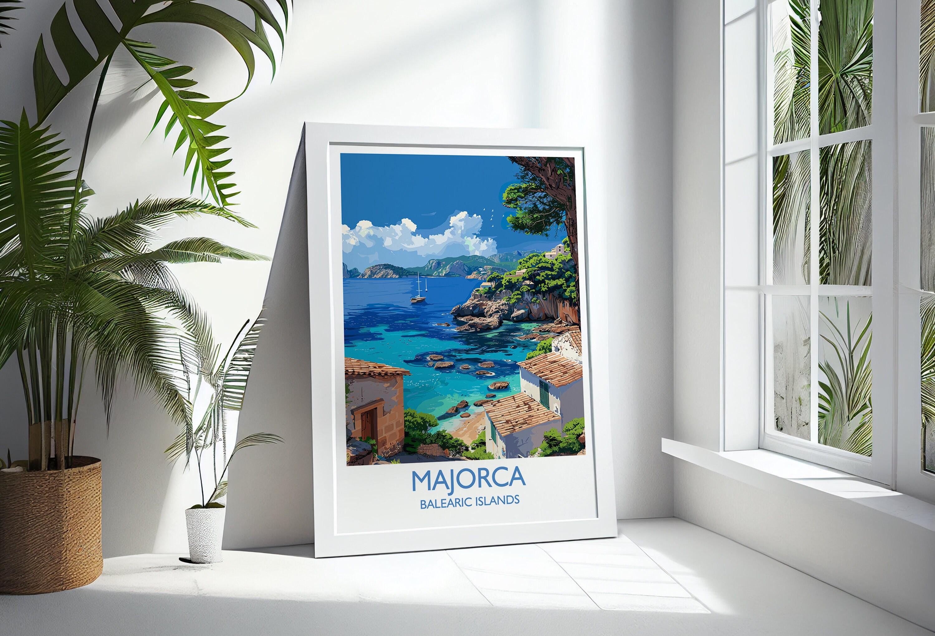 Majorca Travel Print, Travel Poster of Majorca, Balearic Islands Art ...