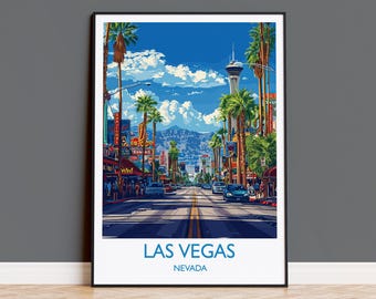 Reseposter från Las Vegas, reseaffisch av Las Vegas, Nevada, present till konstälskare från Las Vegas, present till USA, väggkonsttryck