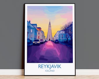 Reykjavik Poster Wall Art, Reykjavik Travel Print, Iceland Wall Art, Reykjavik Art Lovers Gift, Iceland Gift