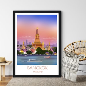 Travel Poster of Bangkok, Travel Print of Bangkok, Bangkok, Thailand, Thailand Travel Poster, Bangkok Cityscape