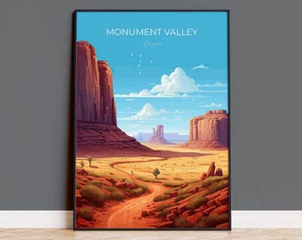 Monument Valley Print, Travel Poster of Monument Valley, Arizona, Arizona Art, Monument Valley Gift, Wall Art Print