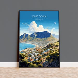 Cape Town Travel Poster, Travel Print of Cape Town,  Cape Town Art Lovers Gift, South Africa Gift, Wall Art Print