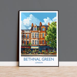 Bethnal Green Travel Poster, Travel Print of Bethnal Green, London Poster, Bethnal Green Art Gift, London Art Lovers UK Travel Gift