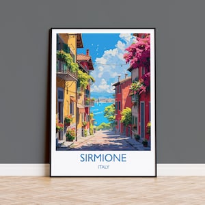 Sirmione Travel Poster Wall Art, Travel Print of Lake Garda, Sirmione Art Lovers Gift, Italy, Italian Lakes Art Gift