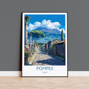 Pompeii Travel Poster Wall Art, Travel Print of Pompeii, Pompeii Art Lovers Gift, Italy, Italian Art Gift