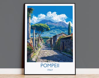 Pompeii Travel Poster Wall Art, Travel Print of Pompeii, Pompeii Art Lovers Gift, Italy, Italian Art Gift