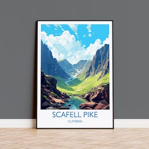 Scafell Pike Travel Poster, Scafell Pike Travel Print, England, Cumbria Art, Scafell Pike Gift, Lake District, Wall Art Print