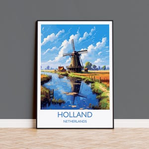 Holland Travel Poster, Travel Print of Holland, Netherlands, Dutch Art, Holland Gift, Wall Art Print
