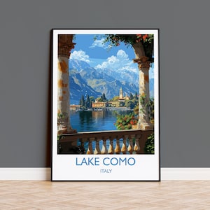 Cartaz de viagem do Lago Como, impressão de viagem do Lago Como, presente para amantes da arte do Lago Como, Itália, presente de arte dos lagos italianos