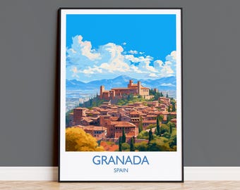 Granada Travel Print, Travel Poster of Granada , Spain Poster, Granada  Gift, Granada  Art, Spain Art