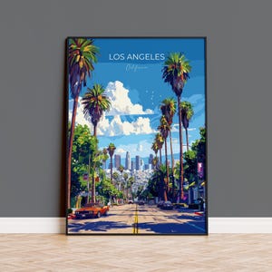 Los Angeles Travel Poster, Travel Print of Los Angeles, California, Los Angeles Art Lovers Gift, USA Gift, Wall Art Print