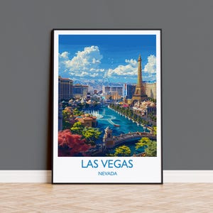 Las Vegas Travel Print, Travel Poster of Las Vegas, Nevada, Las Vegas Art Lovers Gift, USA Gift, Wall Art Print