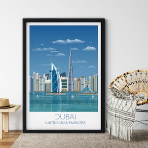 Travel Poster of Dubai, Travel Print of Dubai, City of Dubai, United Arab Emirates Travel Poster, Dubai Cityscape