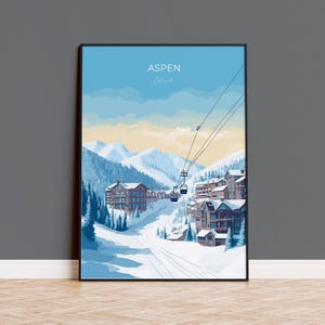 Aspen Travel Print Wall Art, Travel Poster of Aspen, Aspen Ski Gift, Colorado Art Gift, Travel Print Gift