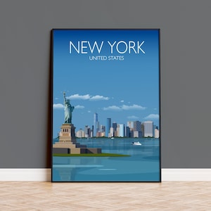 New York Travel Poster Wall Art, Travel Print of New York, City of New York Art Lovers Gift, USA, USA Travel Poster, New York Cityscape