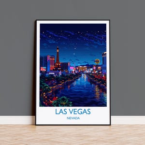 Las Vegas Travel Print, Travel Poster of Las Vegas, Nevada, Las Vegas Art Lovers Gift, USA Gift, Wall Art Print
