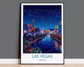 Reseposter från Las Vegas, reseaffisch av Las Vegas, Nevada, present till konstälskare från Las Vegas, present till USA, väggkonsttryck