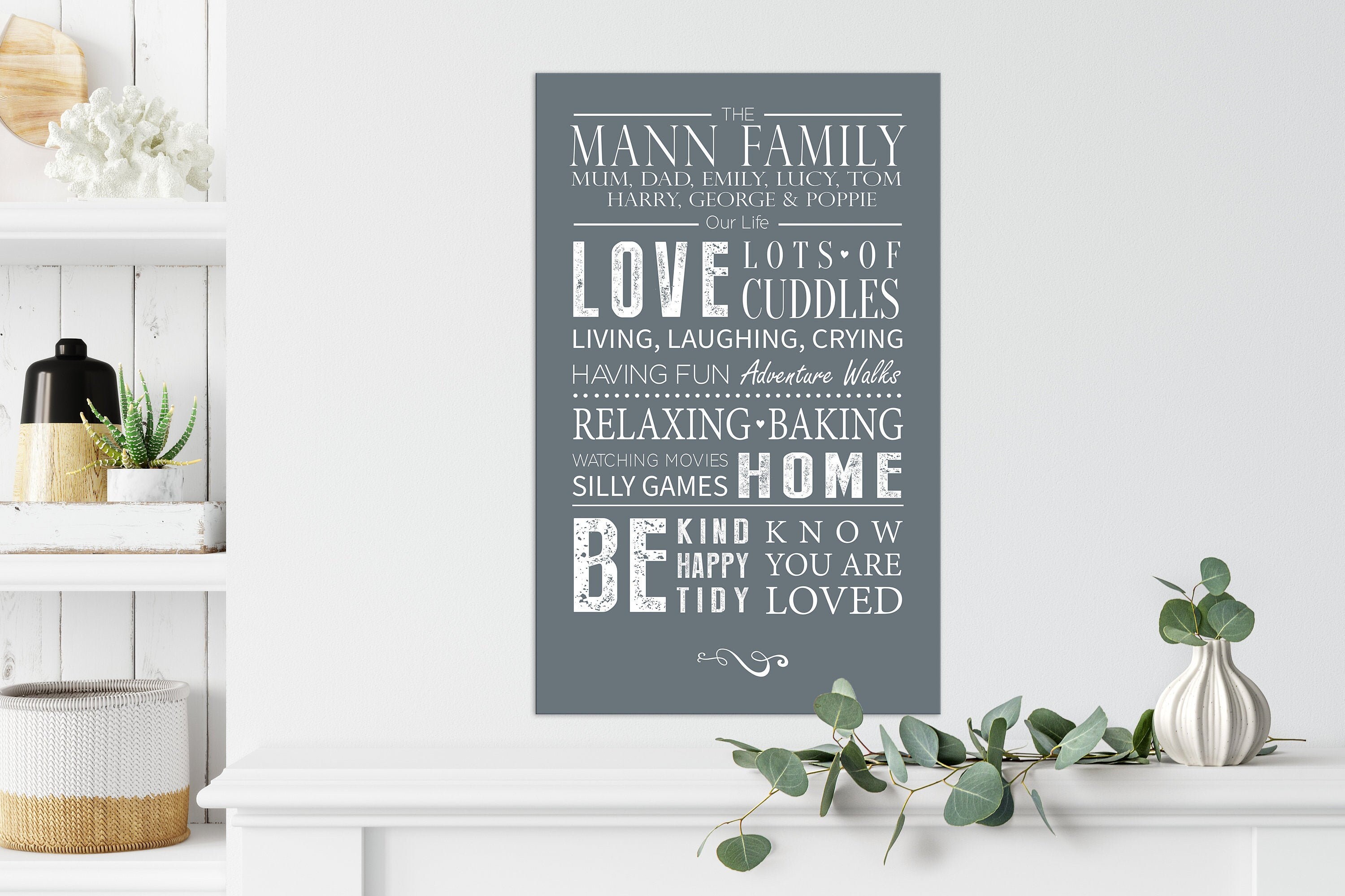 Personalised family word art gift for family Canvas Digital Etsy