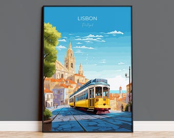 Lisbon Poster Wall Art, Travel Print of Lisbon,  Lisbon Art Print, Portugal Wall Print, Lisbon Art Gift,  Lisbon Tram Artwork