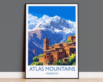 Atlas Mountains Travel Print Wall Art, Poster of Atlas Mountains Art Lovers Gift, Morocco Desert Wall Art
