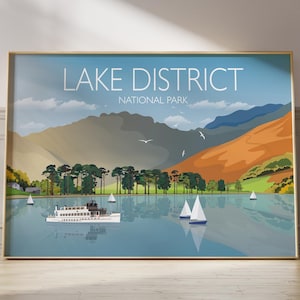 Travel Poster of Lake District, Travel Print of Lake District, Cumbria, UK, Travel Poster, Lake District Print, Limited Edition