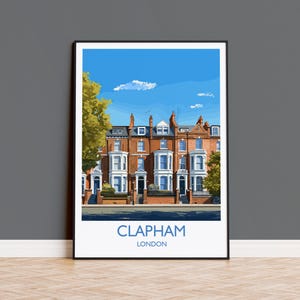 Clapham Travel Poster, Travel Print of Clapham, London Poster, Clapham Gift, Clapham Art, London Art UK Travel Gift