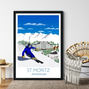 St. Moritz Reiseposter, Schweiz Poster, Schweiz Reise Poster, Geburtstagsgeschenk