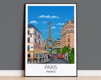 Paris Travel Print Wall Art, Travel Poster of Paris, Paris Gift Art Lovers, France Art Lover Gift Paris Cityscape Print Wall Art Décor