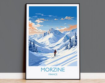 Morzine Wall Art Travel Poster, Travel Print of Morzine , Ski Poster, Morzine Art Gift, France Ski Art Travel Gift