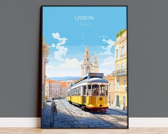 Lisbon Poster Wall Art, Travel Print of Lisbon,  Lisbon Art Print, Portugal Wall Print, Lisbon Art Gift,  Lisbon Tram Artwork