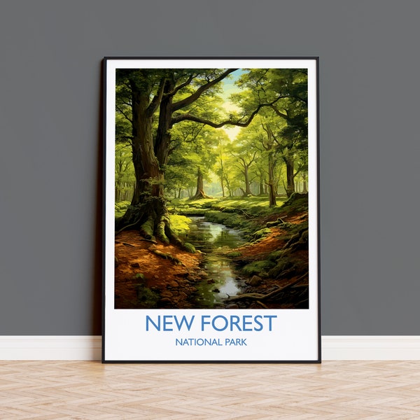 New Forest Travel Poster, Travel Print of New Forest, England, New Forest Art, New Forest Gift, Wall Art Print