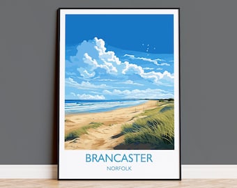 Brancaster Beach Travel Print, Travel Poster of Brancaster, Norfolk Gift, England, Norfolk Art, Brancaster Beach Gift, Wall Art Print