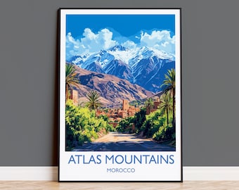 Atlas Mountains Travel Print Wall Art, Poster of Atlas Mountains Art Lovers Gift, Morocco Desert Wall Art
