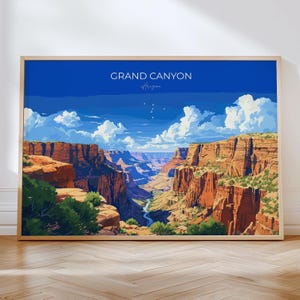 Grand Canyon Landscape Travel Print Wall Art, Travel Poster of Grand Canyon, Grand Canyon Art Lovers Gift, Arizona, USA Travel Art