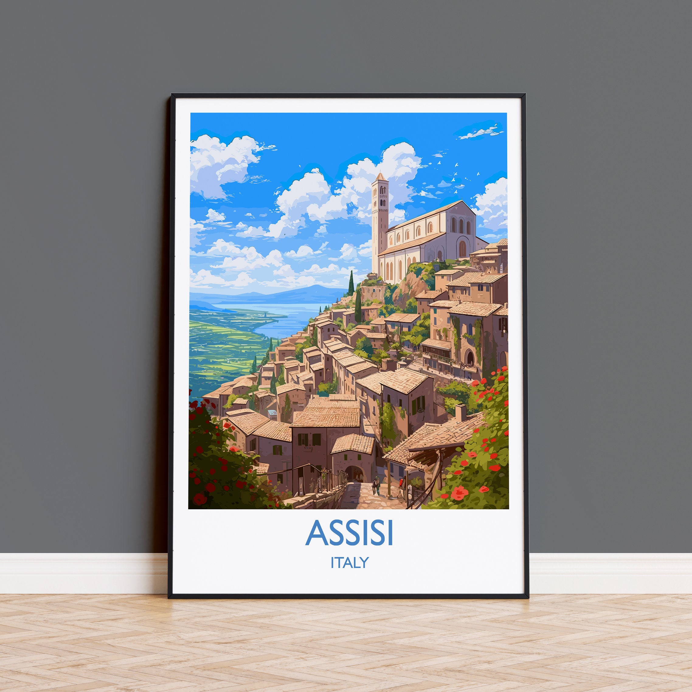 Poster turistico Assisi - Quadro su tela, Decorazione Parete cm. 50x70