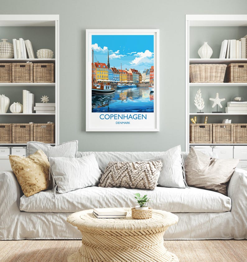 Copenhagen Poster, Travel Print of Copenhagen, Denmark, Copenhagen Gift, Denmark Wall Art, Travel Gift image 3