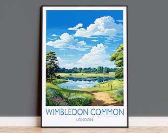 Wimbledon Common Travel Print, Travel Poster of Wimbledon Common, London Poster, Wimbledon Common Art Gift, London Art Lovers UK Travel Gift