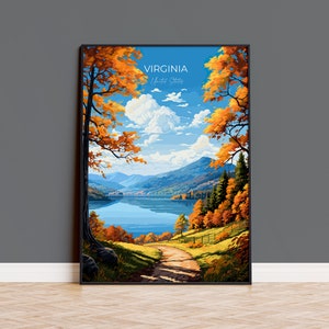 Virginia Print, Travel Poster of Virginia, Autumn Fall Art Gift, Virginia Art Gift, USA, Travel Gift