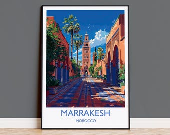 Marrakesh Travel Print Wall Art, Travel Poster of Marrakesh, Marrakesh Art Lovers Gift, Morocco Wall Art