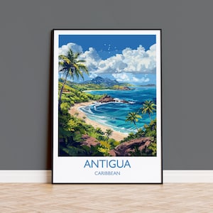 Antigua Travel Poster Wall Art, Travel Print of Antigua, Caribbean, Antigua Art Lovers Gift, Caribbean Gift, Wall Art Print