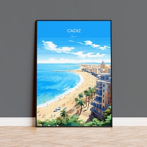 Cadiz Travel Print Wall Art, Travel Poster of Cadiz , Spain, Cadiz  Art Gift, Spanish Coast Art