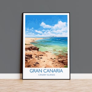 Impresión de viaje a Gran Canaria, póster de viaje a Gran Canaria, Islas Canarias, regalo para amantes del arte de Gran Canaria, impresión de arte mural