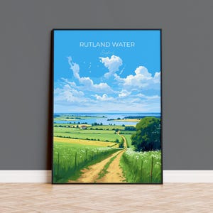 Pôster de Rutland Water, Impressão de viagem de Rutland Water, Reservatório de Rutland Water, Presente de arte de Rutland Water, Impressão de arte de parede