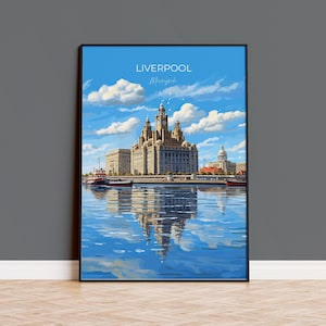 Liverpool Travel Print, Travel Poster of Liverpool, Merseyside, England, North West Coast Art, Liverpool Gift, Wall Art Print