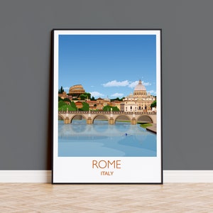 Rome Travel Poster Wall Art, Travel Print of Rome, Rome Art Lovers Gift, Italy Travel Art, Rome Cityscape